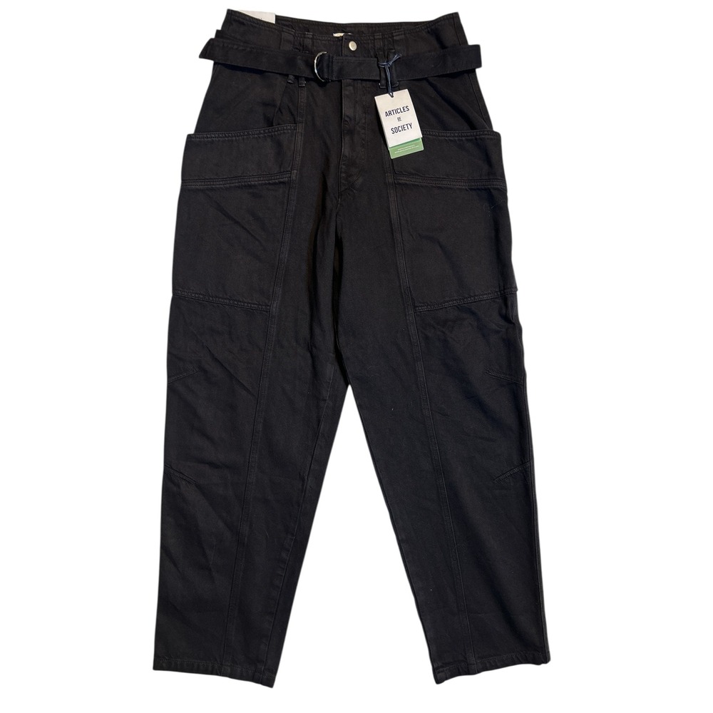 ARTICLES OF SOCIETY Lauryn‎ Cargo Barrel Fit Black Wash Jeans Size 28 NEW